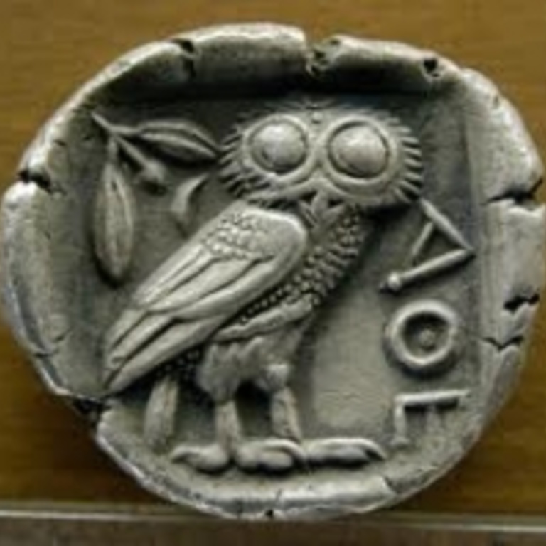 Tablet with owl and Greek text