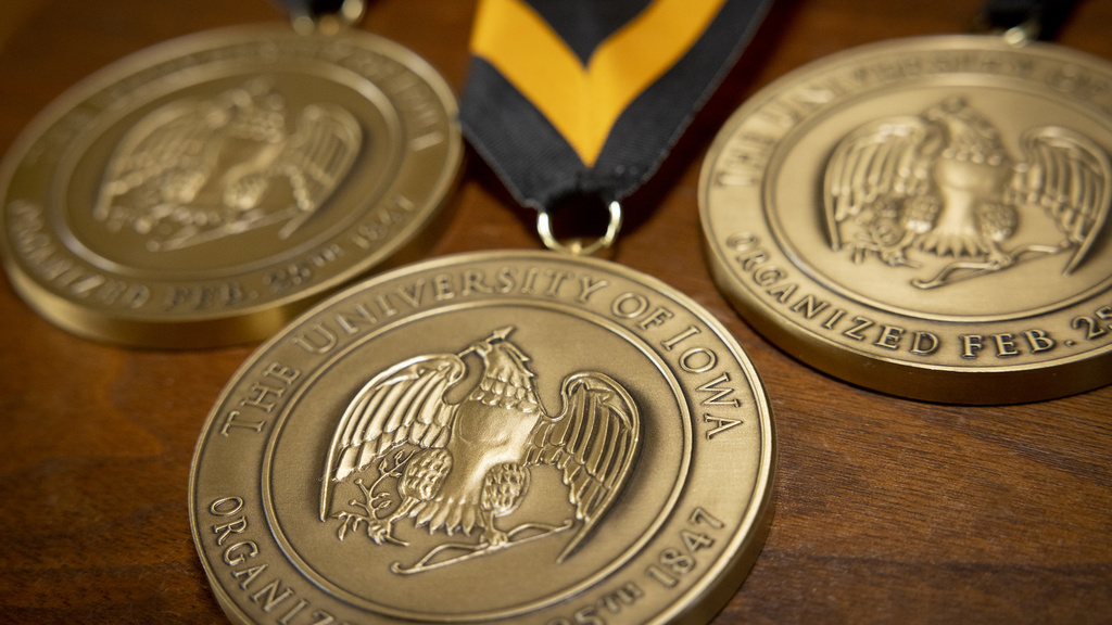 picture of University of Iowa faculty award medallions